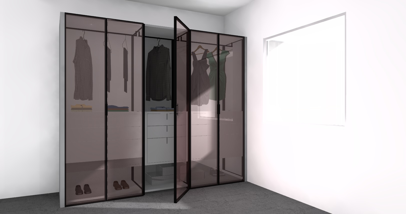 LAMINATE + GLASS | Wardrobe cabinets by Porcelanosa-Gamadecor