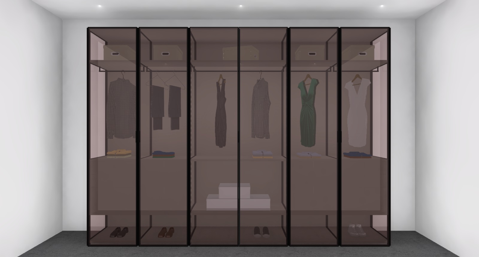 MATT LACQUER + GLASS | Wardrobe cabinets by Porcelanosa-Gamadecor