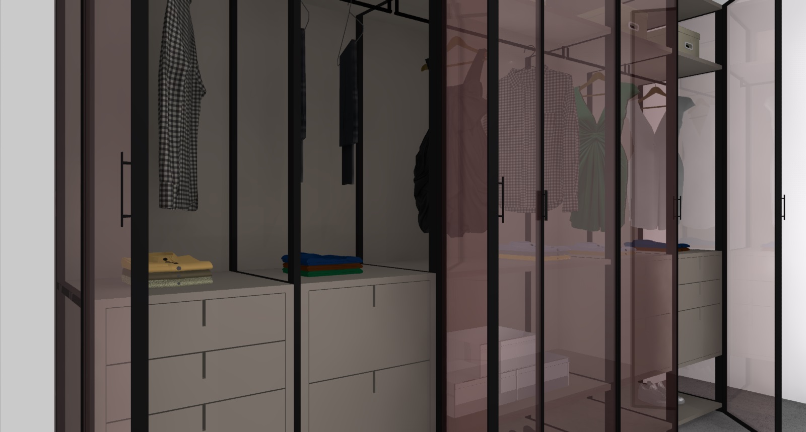 MATT LACQUER + GLASS | Wardrobe cabinets by Porcelanosa-Gamadecor