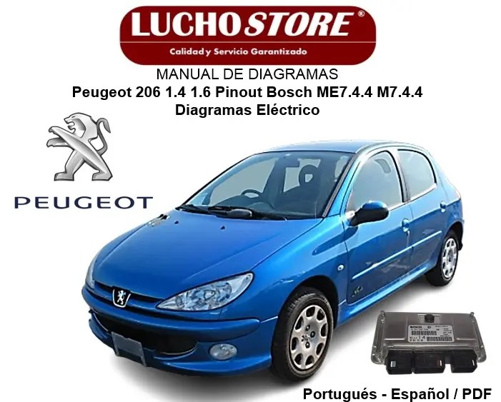 Manual de Diagramas Peugeot 206 1.4 1.6 Pinout Bosch ME7.4.4 M7.4.4 Electrico