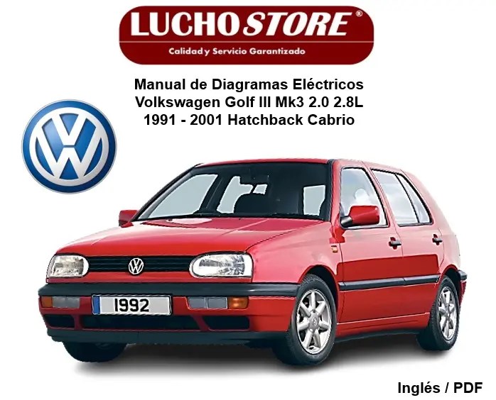 Manual de Diagramas Eléctricos Volkswagen Golf III Mk3 2.0 2.8L 1991 - 2001 Hatchback Cabrio