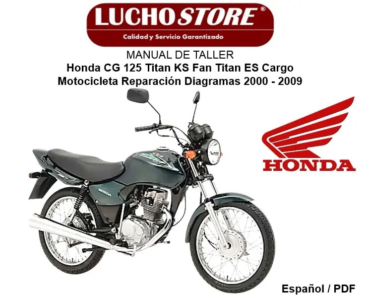 Manual de Taller Honda CG 125 Titan KS Fan Titan ES Cargo Motocicleta Reparación Diagramas 2000 - 2009