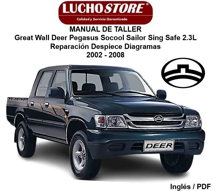 Manual de Taller Great Wall 2.3L Deer Pegasus Socool Sailor Sing Safe Reparación Despiece Diagramas