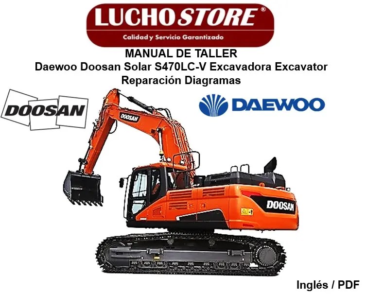 Daewoo Doosan Solar S470LC-V Excavadora Excavator Manual de Taller Diagramas