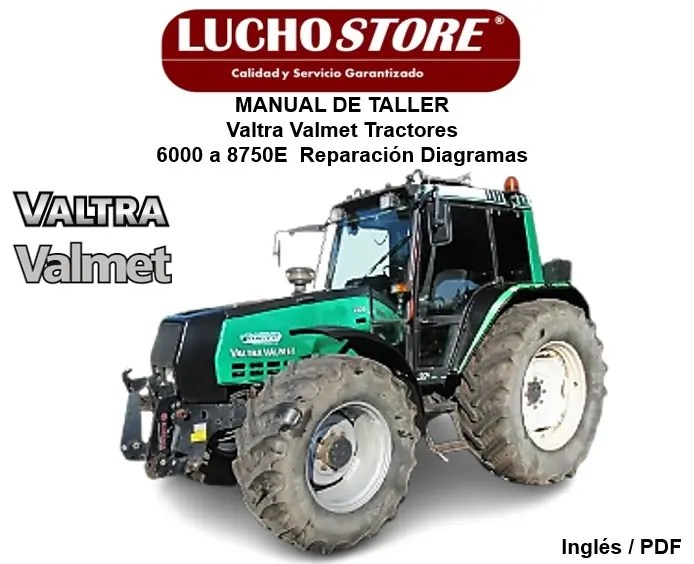 Valtra Valmet Tractores Manual de Taller 6000 6100 6200 6250 6300 6350 6400 6550 6600 6650 6800 6850 6900 8000 8100 8200 8400 8050 8150 8450 8550 8750 8950 6600E 8750E  Reparación Diagramas