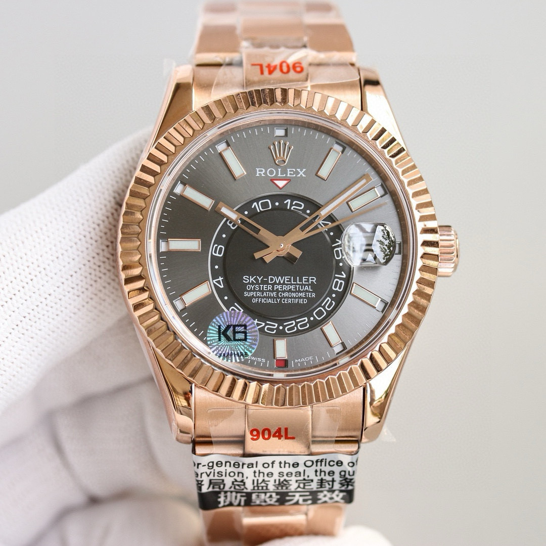 Alternative view of 로렉스 스카이드웰러 (Sky-Dweller) 336935 블랙 다이얼 다이얼 로즈 골드