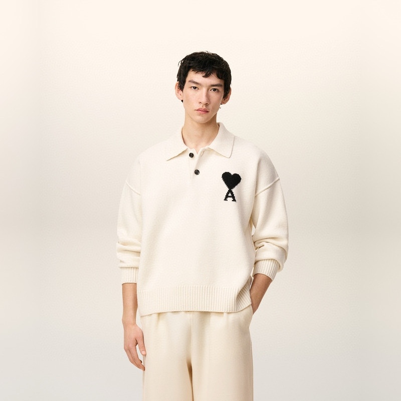 Alternative view of 아미 하트 로고 울 블렌드 폴로 니트 25FW RA1288