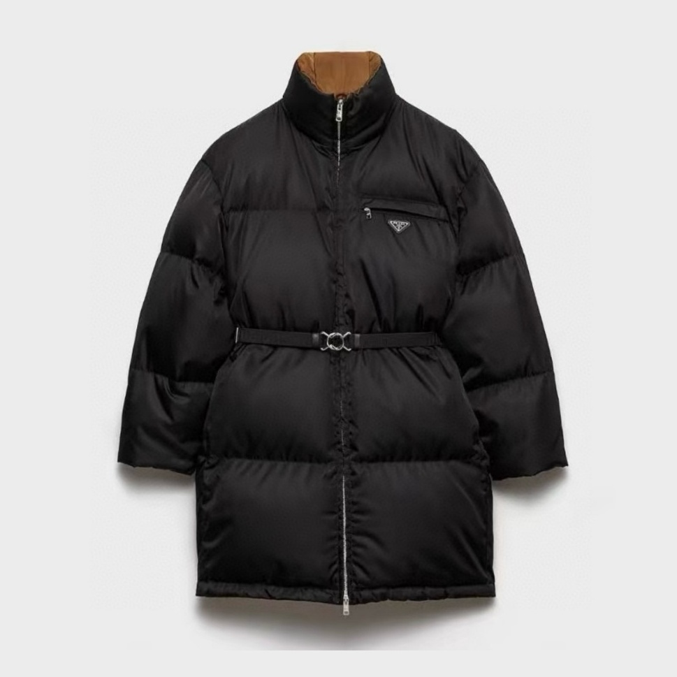 프라다 여성 클래식 삼각로고 벨티드 롱 다운패딩 25FW MIS302