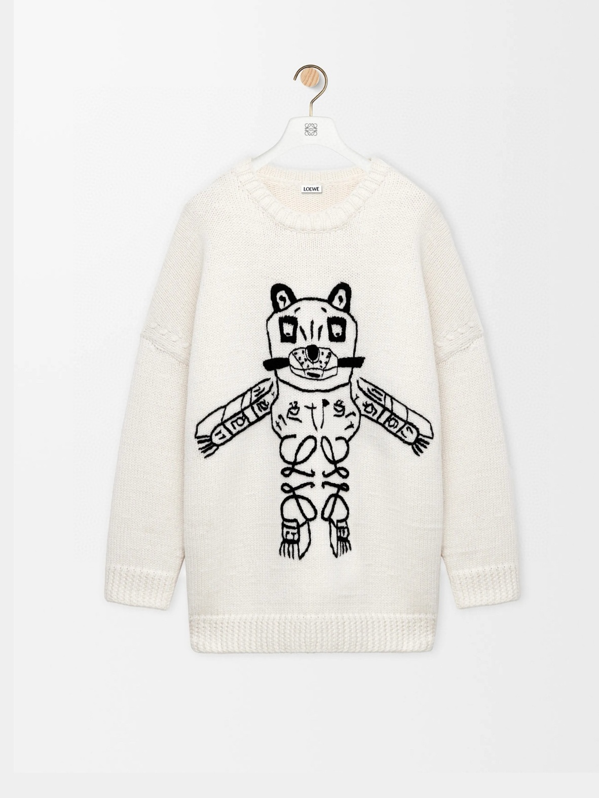로에* × LOUIS WAIN  럭키 캣 자수 울 니트 스웨터 25FW CEO86186