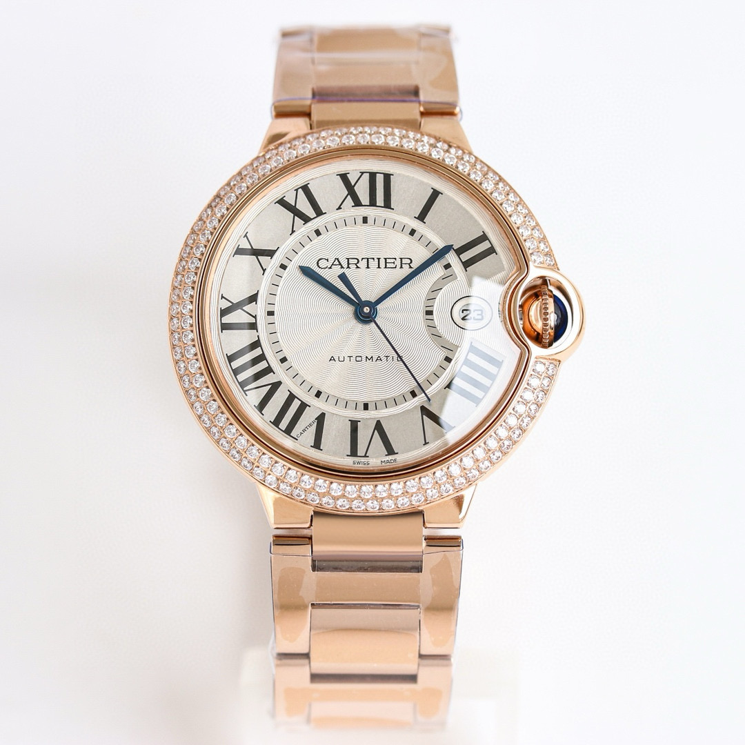 Alternative view of 까르띠에 발롱 블루 워치 40mm 오토메틱 로즈 골드 다이아 베젤 WE9008Z3