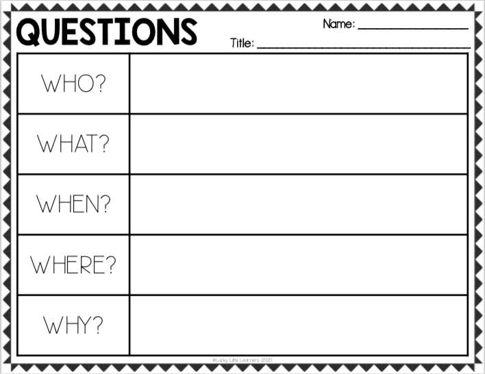 Find five ws graphic organizer lesson plans and teaching resources. How To Use The 5ws To Teach Text Evidence Lucky Little Learners