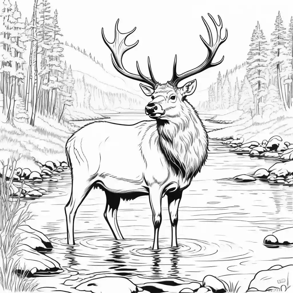 Simple elk coloring page lulu pages