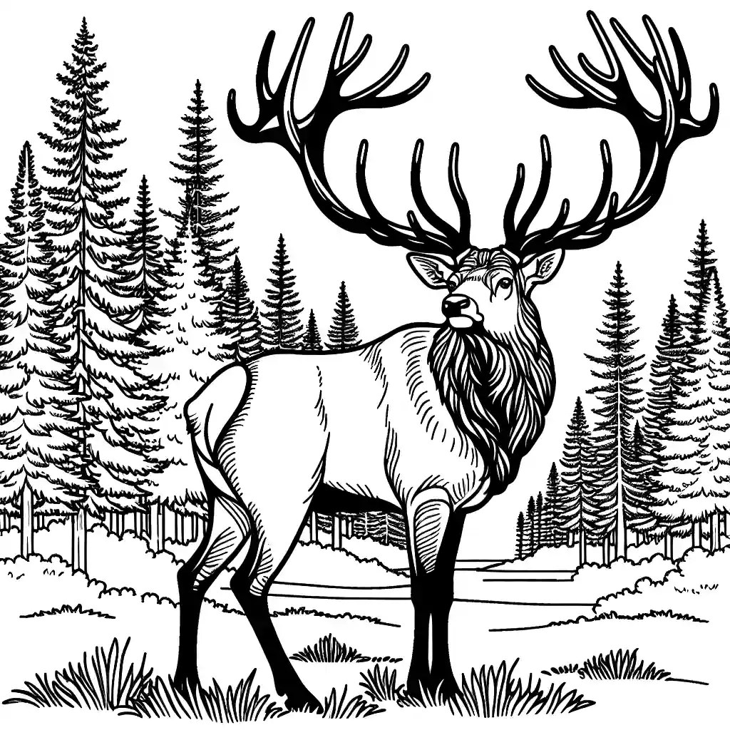 Simple elk coloring page lulu pages