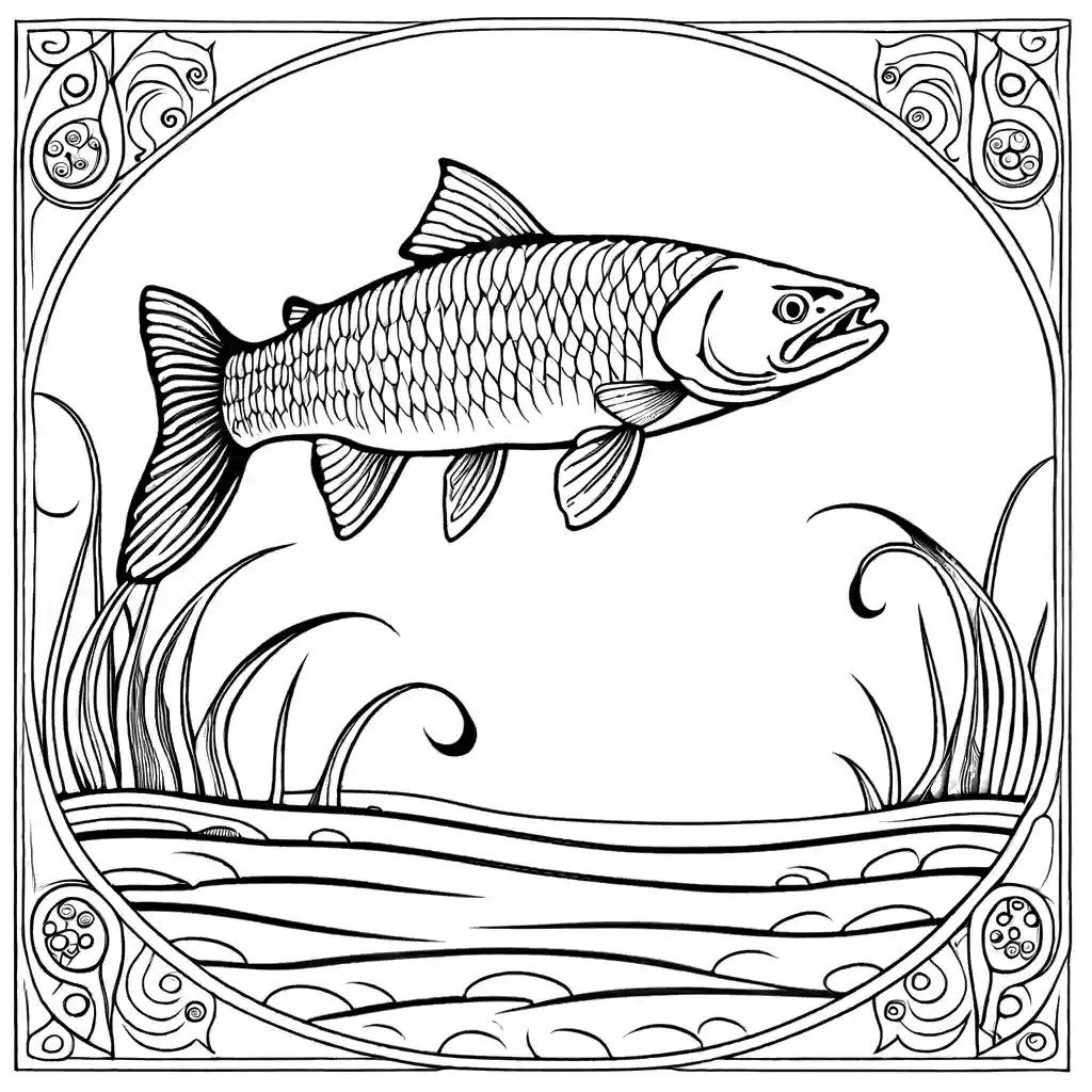 Intricate salmon coloring page lulu pages