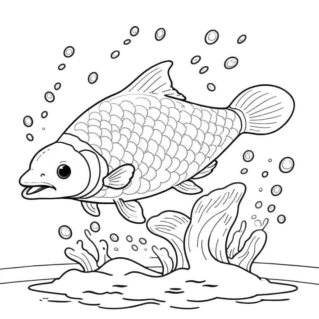Jumping salmon coloring page lulu pages