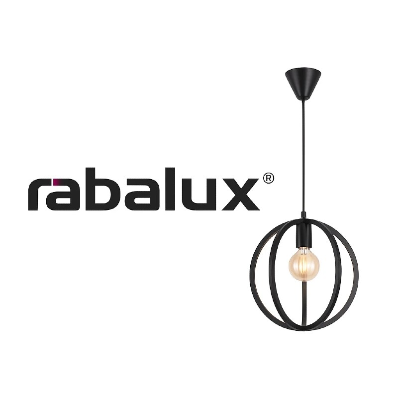 Sigla Rabalux și o lustră suspendată modernă, imagine reprezentativă pentru categoria de iluminat interior de pe LuminiDeco.