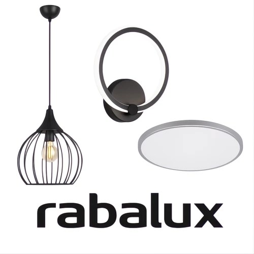 Produse Rabalux LED – lustră, aplică și plafonieră cu logo Rabalux pe fundal alb
