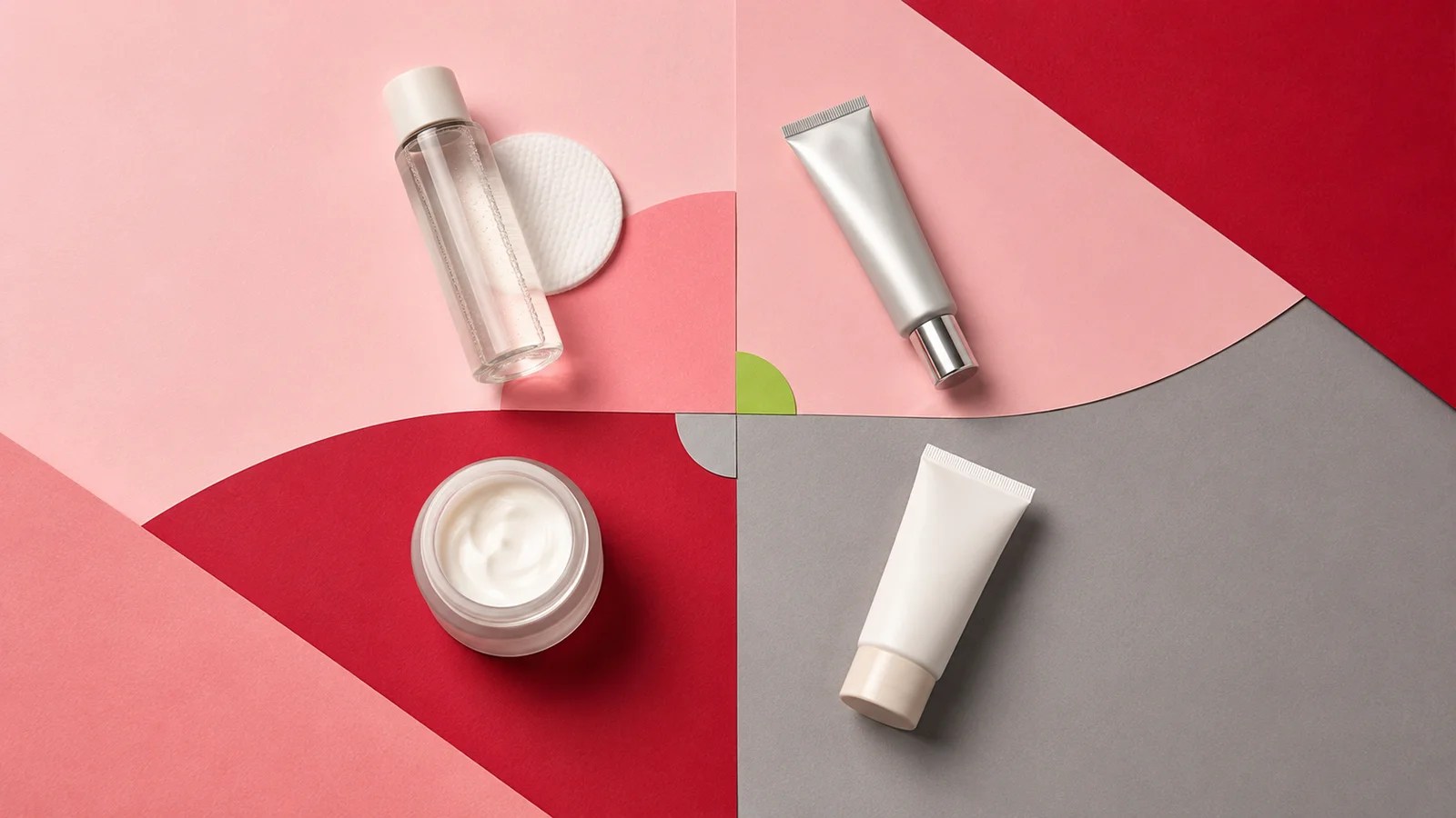 Skin cycling products arranged as exfoliation, retinoid, recovery, and morning care