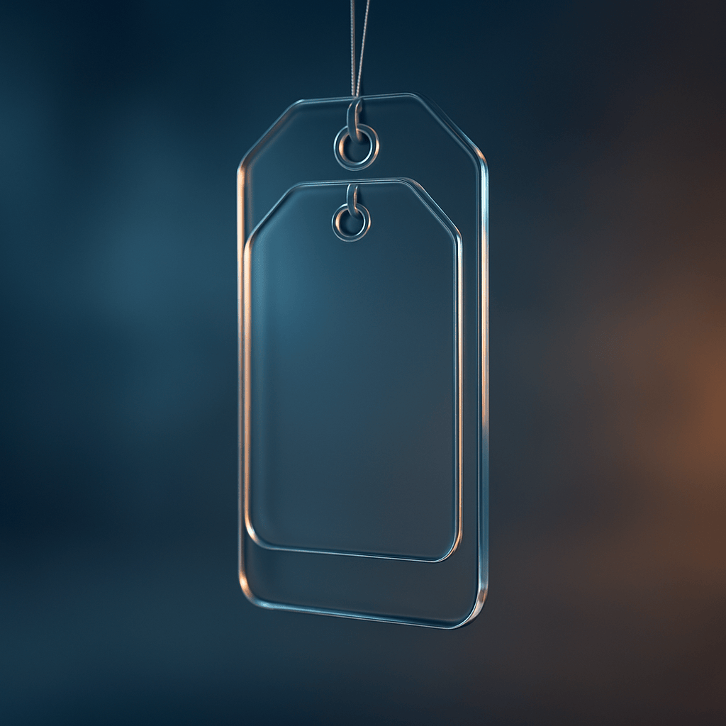 Layered translucent pricing tags illustrating wholesale margin stack from cost to retail price