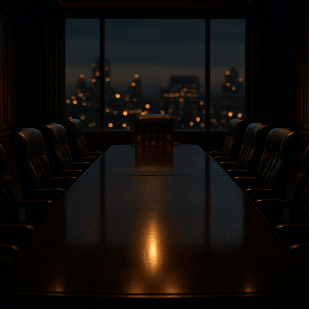 Executive boardroom overlooking city skyline representing VP level marketing compensation negotiation