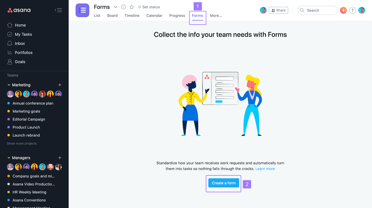 Forms Asana