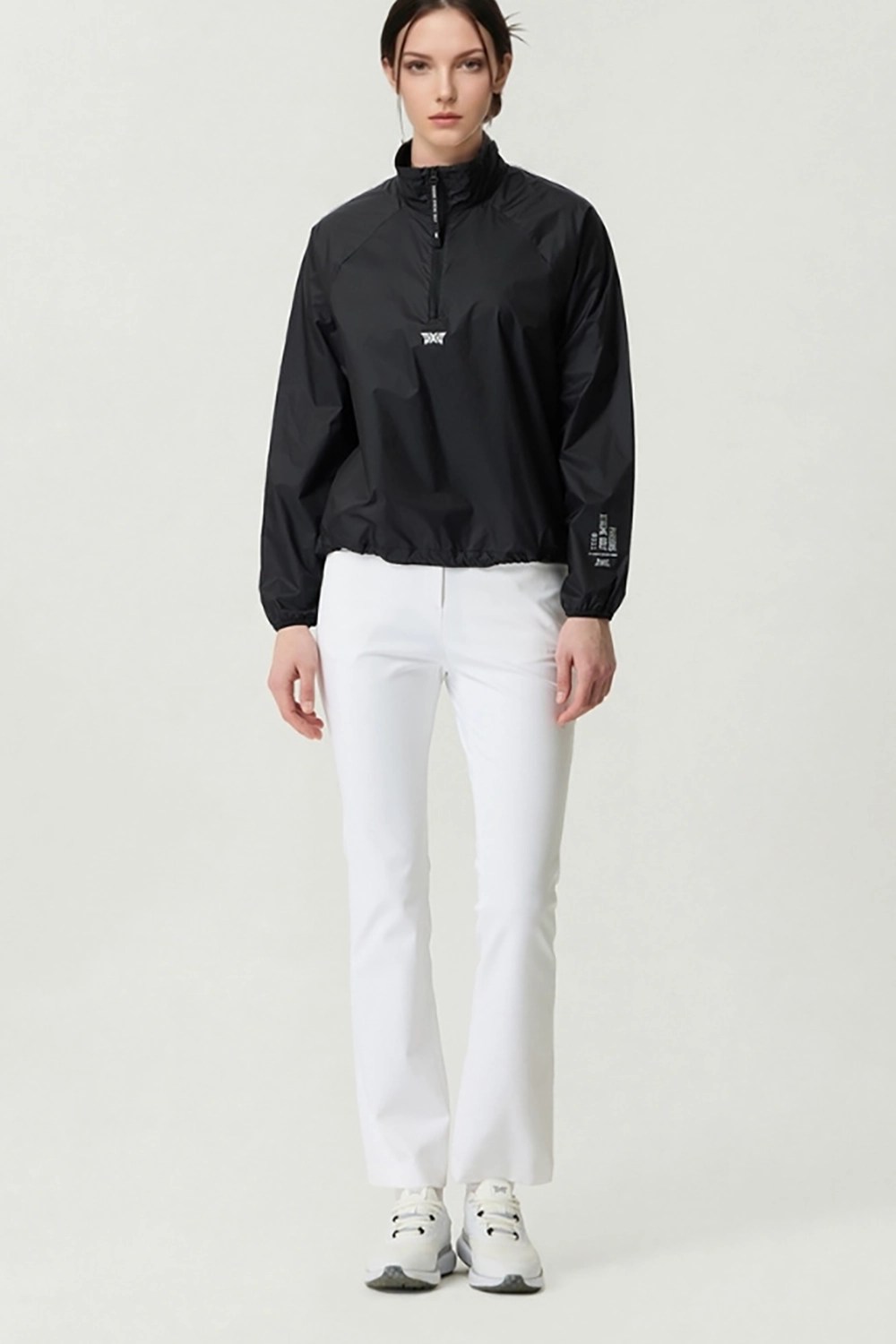 WOMEN HIGH NECK ANORAK JACKET-BLACK