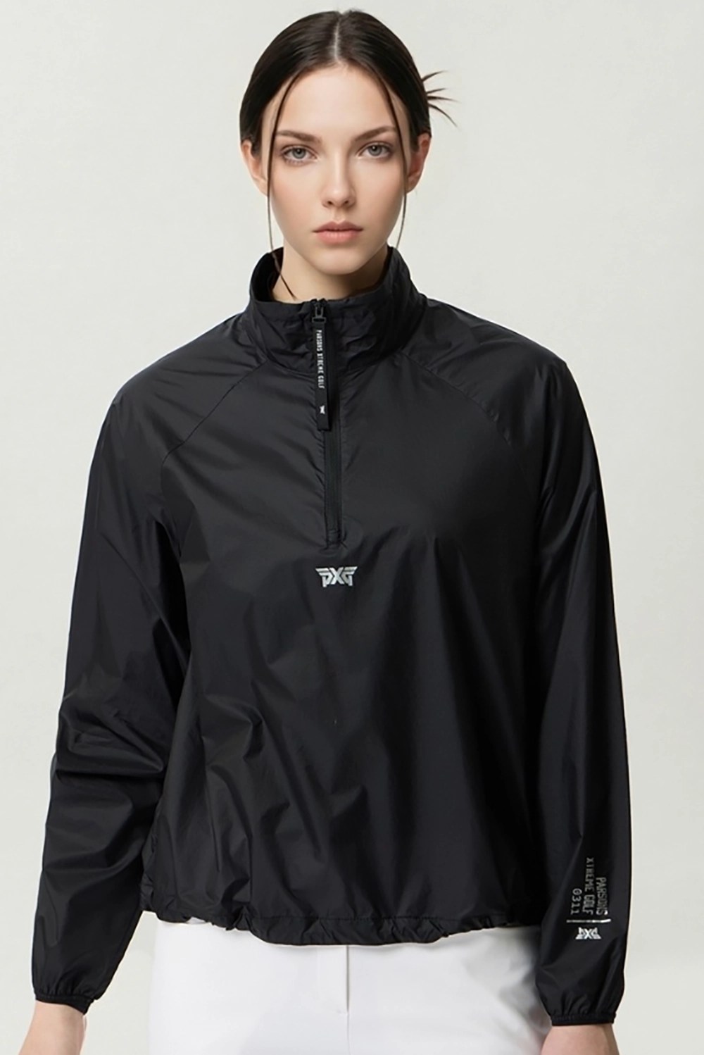 WOMEN HIGH NECK ANORAK JACKET-BLACK