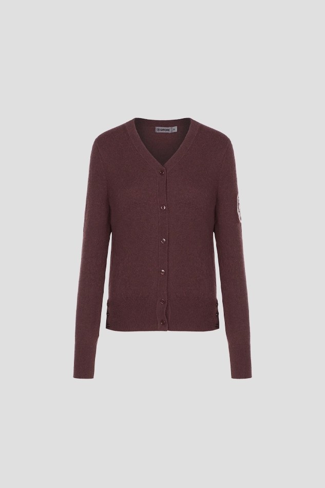 CASHMERE V NECK CARDIGAN WOMEN-RED