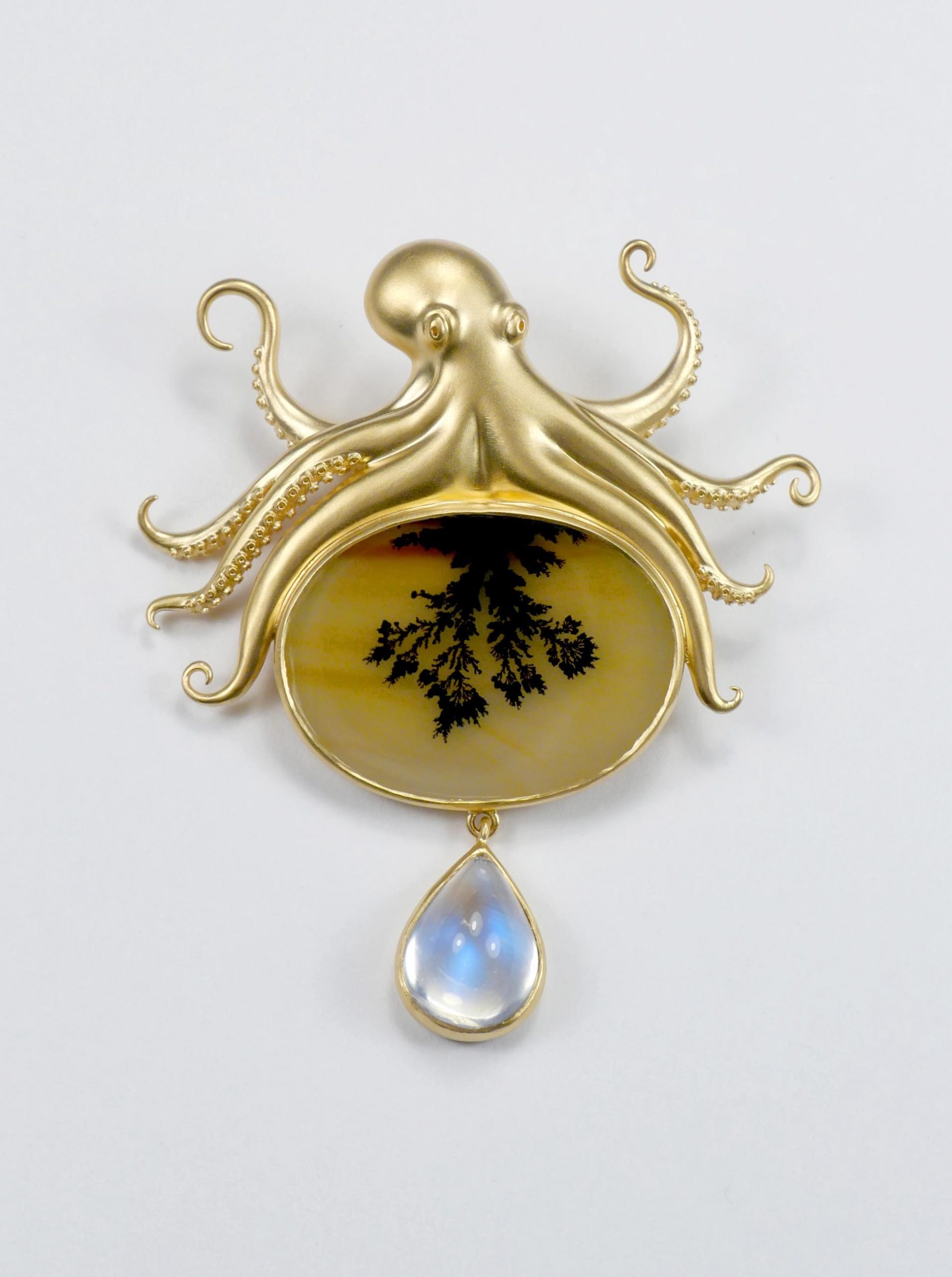 lunar rain melissa chen 18k gold octopus ink brooch