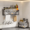Multi-functional Hanging Knife Holder Punch Wall Mounted Chopsticks Holder for Kitchen Tool