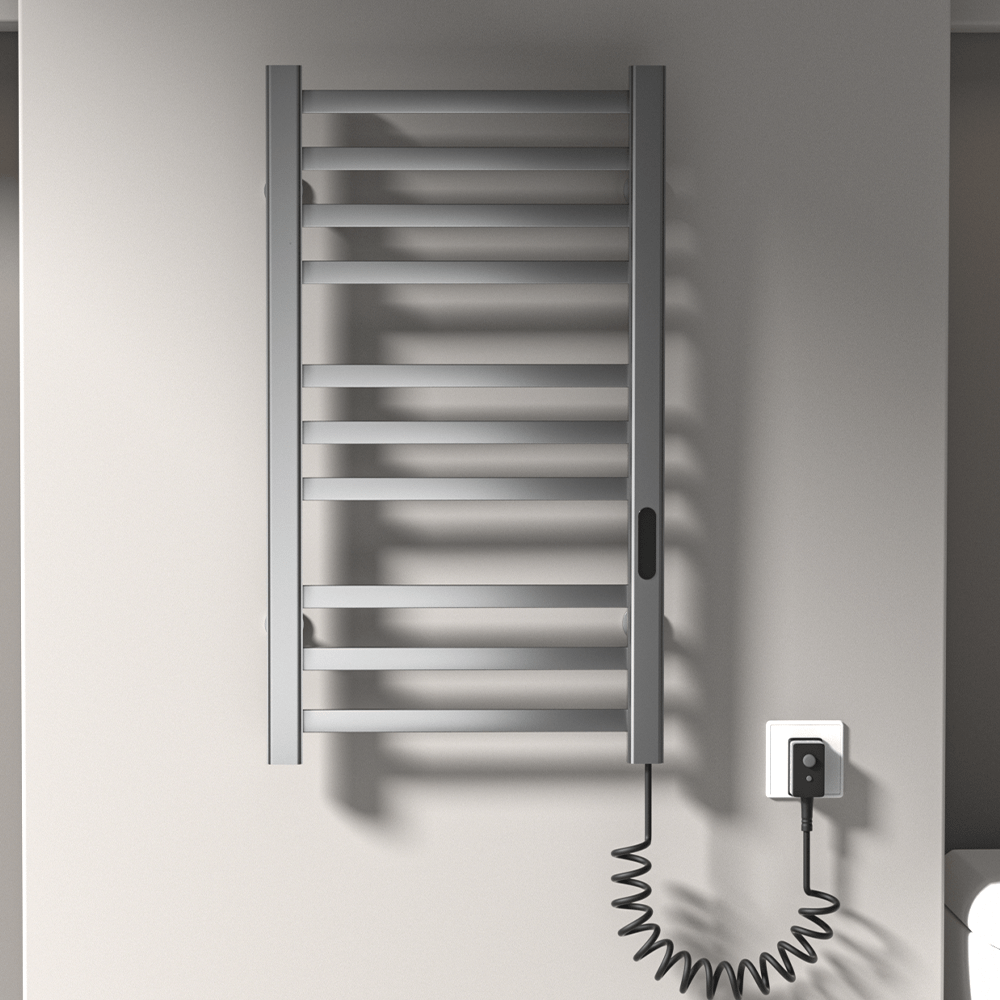 10 bars Aluminum Wall Mounted Electric Heated Towel Rail Rack Intelligent Digital Display Clothes Dry Warme