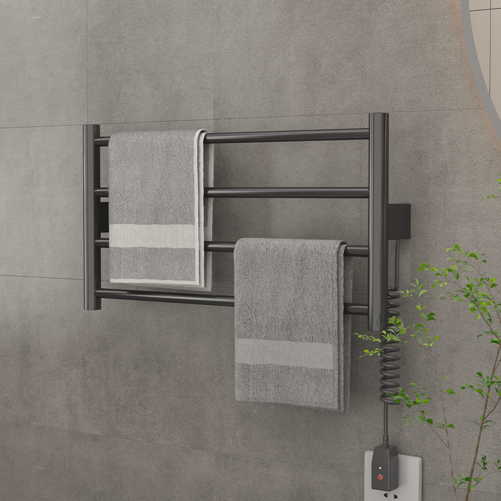4 bars Wall Mounted Electric Heated Towel Rail Rack  Intelligent Digital DisplayClothes Dry Warme