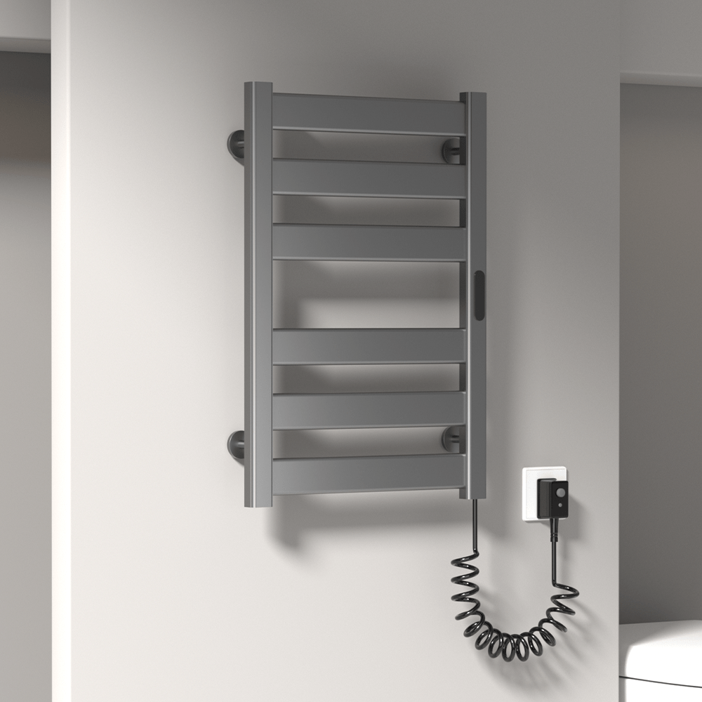 6 bars Electric Heated Towel Rail Rack Wall Mounted Aluminum  Intelligent Digital Display Clothes Dry Warme
