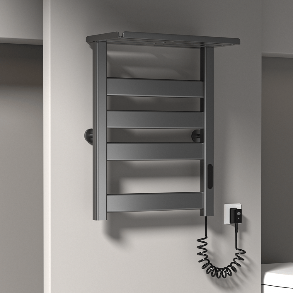4 bars Electric Heated Towel Rail Rack Aluminu 2 tiers bath towel storage Intelligent Digital Display Clothes Dry Warme