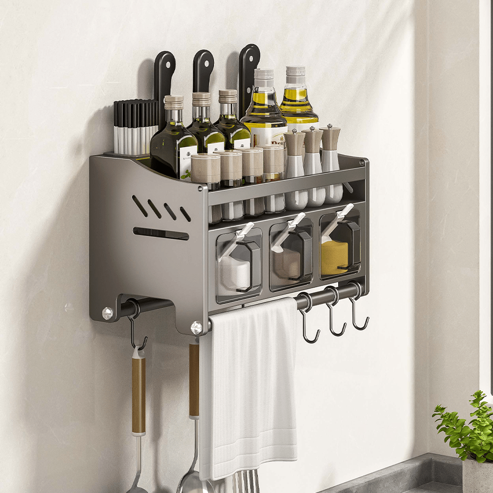Multi-functional Hanging Knife Holder Punch Wall Mounted Chopsticks Holder for Kitchen Tool