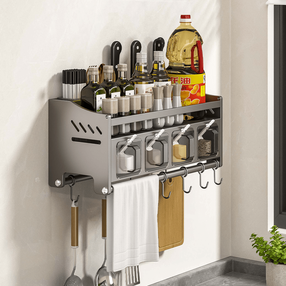 Multi-functional Hanging Knife Holder Punch Wall Mounted Chopsticks Holder for Kitchen Tool
