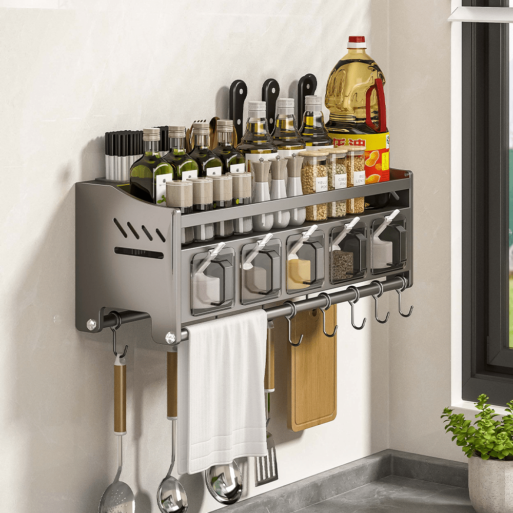 Multi-functional Hanging Knife Holder Punch Wall Mounted Chopsticks Holder for Kitchen Tool
