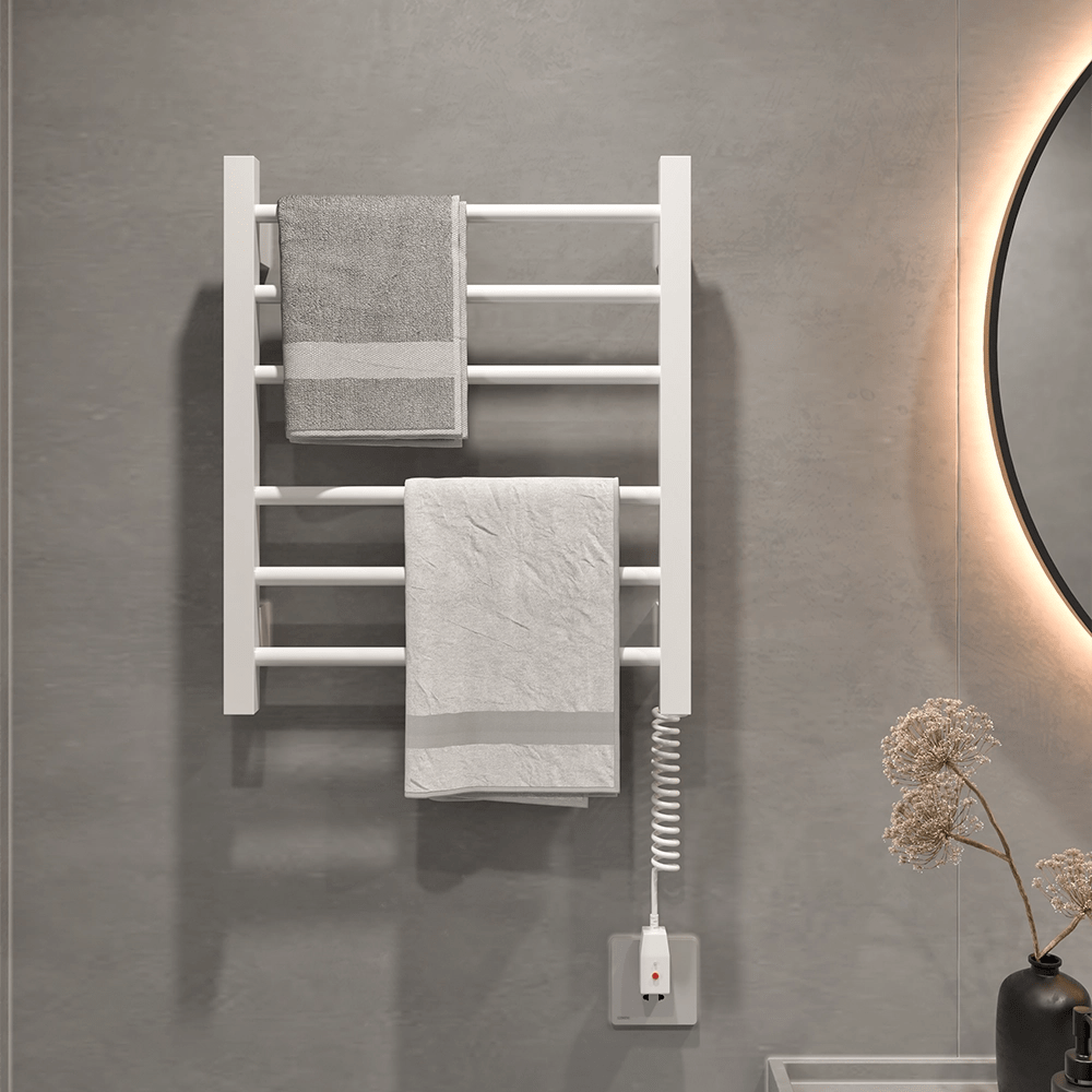 6 bars Electric Heated Towel Rail Rack  Wall Mounted  Intelligent Digital Display Clothes Dry Warme