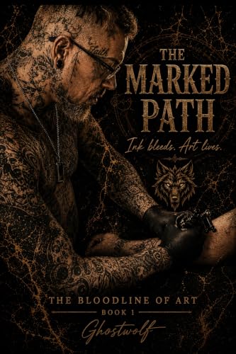 The Marked Path by Ghostwolf Art book cover featuring a tattoo artist at work