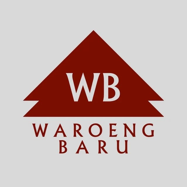 Waroeng Baru logo: the letters WB in a dark red roof shape.