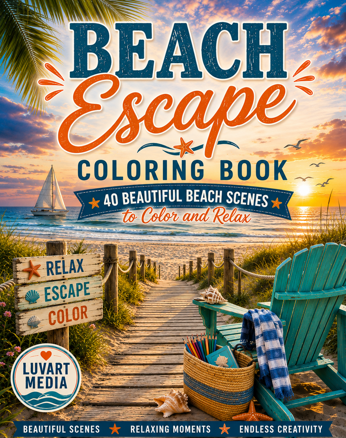 Beach Escape Coloring Book cover
