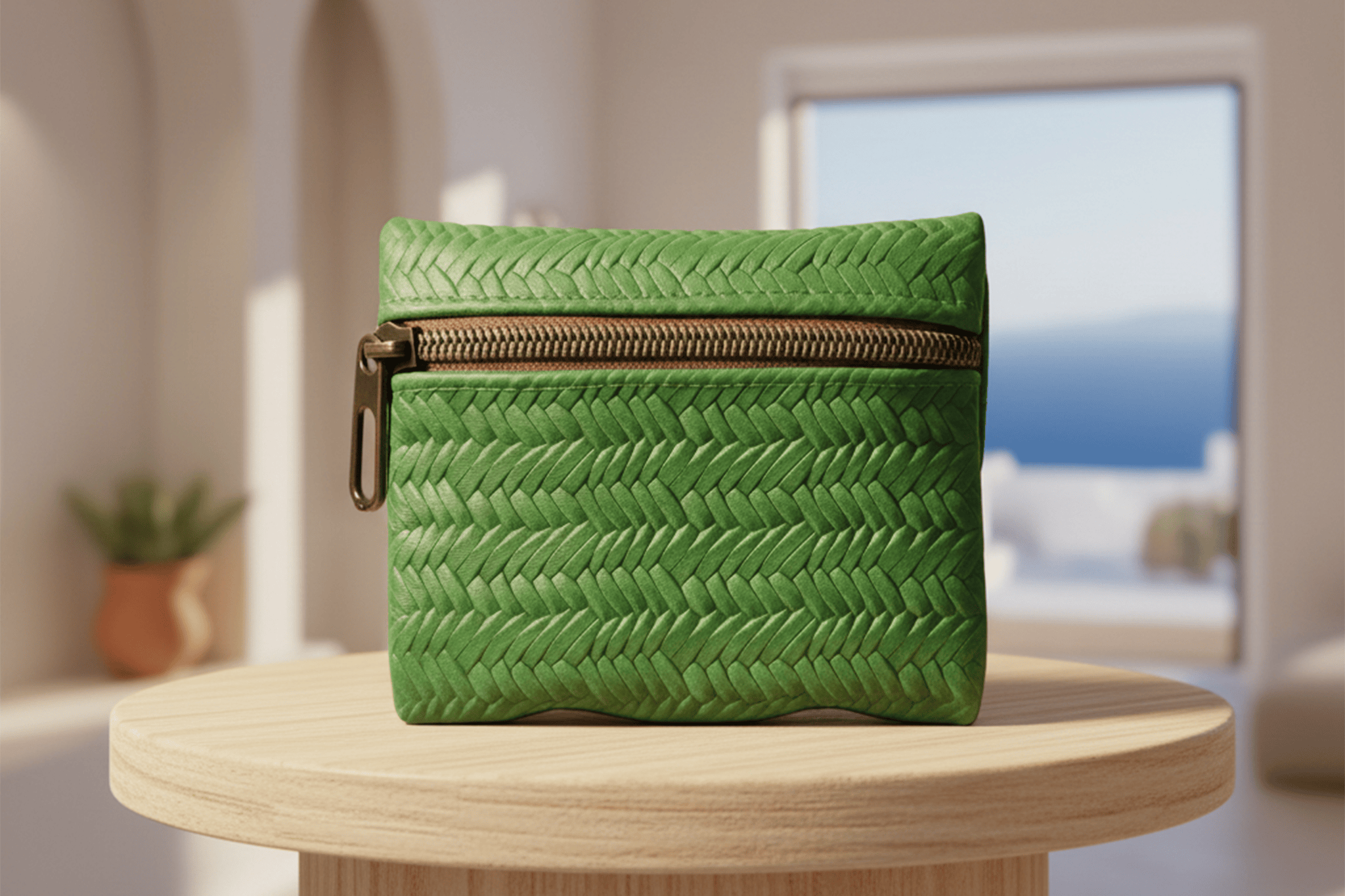 Genuine Leather Handmade Woven Coin Purse