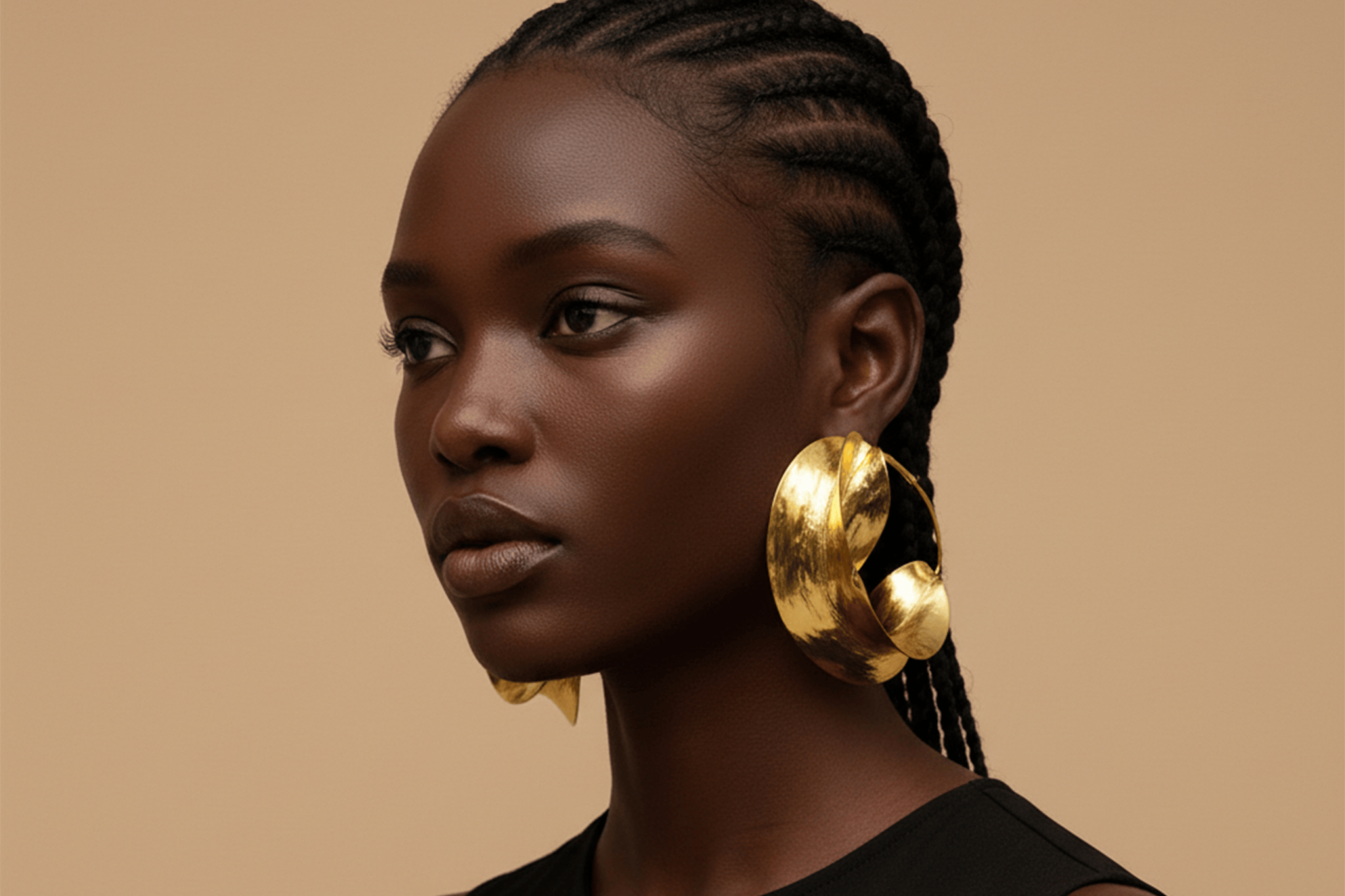 Model Wearing Large Fula Earrings