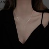 ANENJERY – collier chaîne de perles de couleur argent pour femmes, Simple, Long pampille, chaîne de clavicule, bijoux de fête
