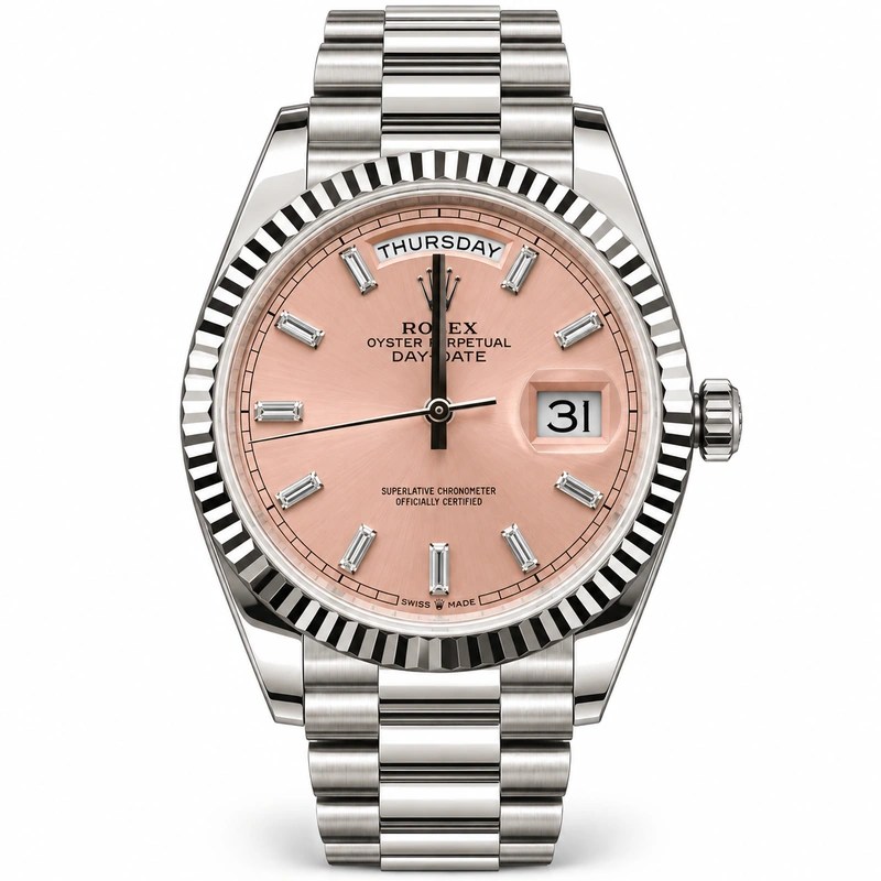 Rolex DayDate diamond marker pink dial