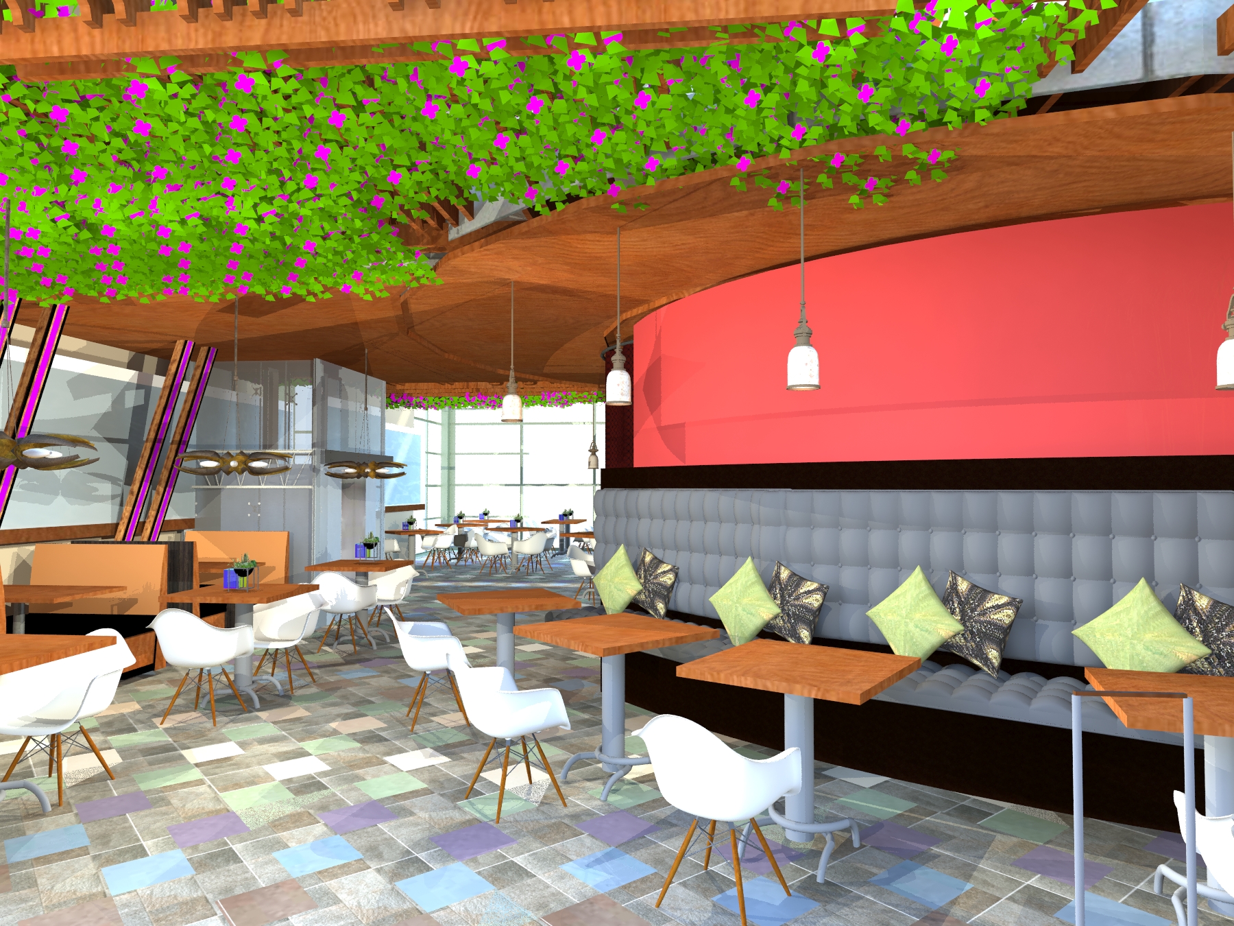 Open dining room render