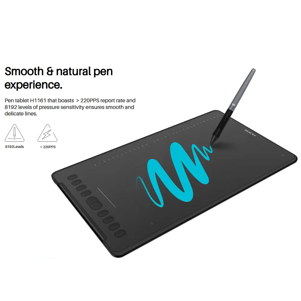 HUION H1161 Digital Drawing & Pen Tablet | Large 28x17.5CM - Figura 3