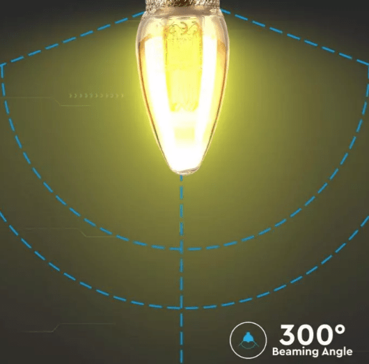 Vt 2152 2w Led Art Filament Candle Bulb Amber Glass 1800k E14 M Electric Led Rasvjeta Web Shop Sarajevo