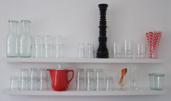 glas, regal, küche