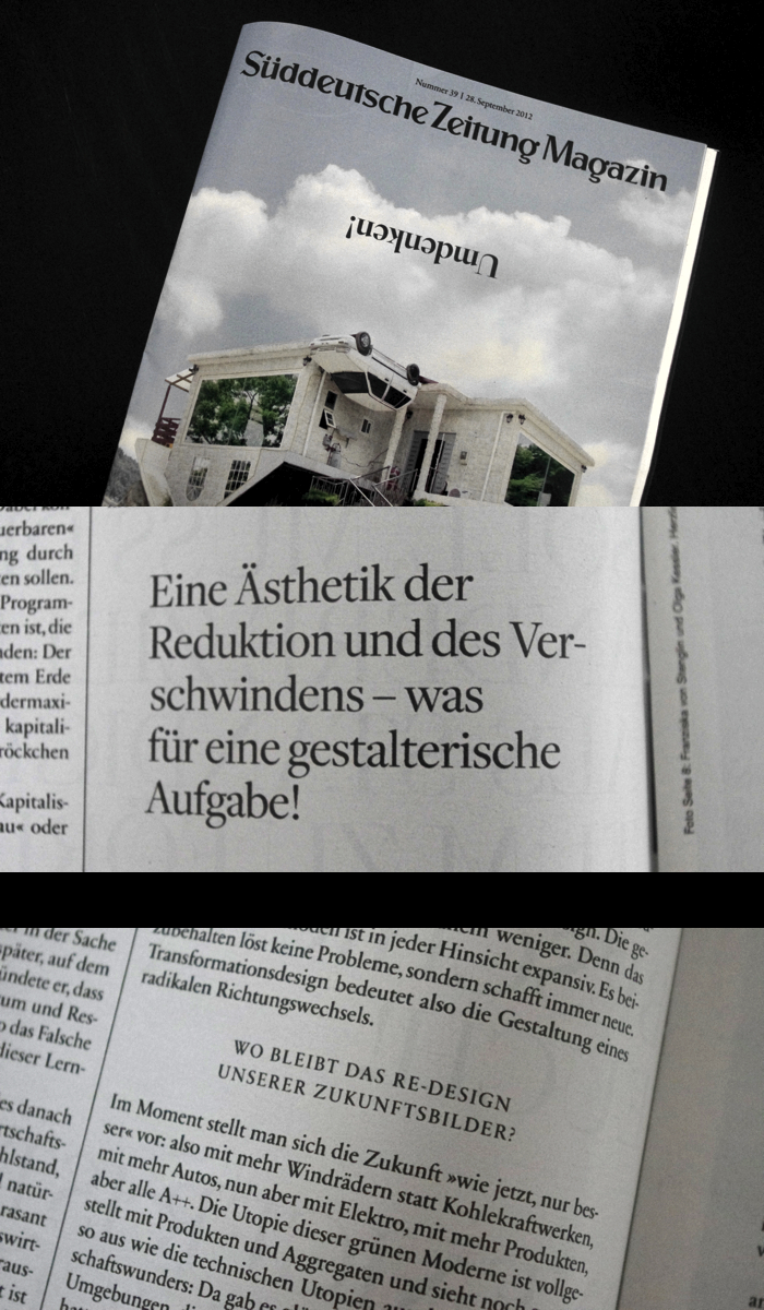 umdenken, eine ästhetik der reduktion und des verschwindens - was für eine gestalterische aufgabe